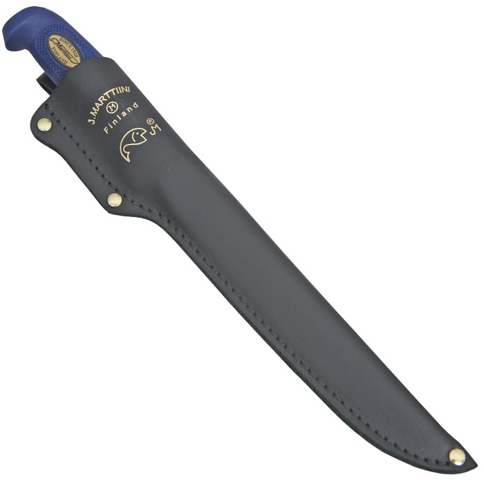 MARTTIINI Oy Filetiermesser "Martef Filleting Knife 23" Griff blau Lederscheide